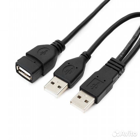 Удлинитель USB 0,9 м с доп питанием USB