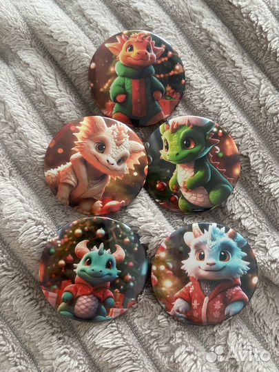 Значки новогодние Дракон/ значки для кастома