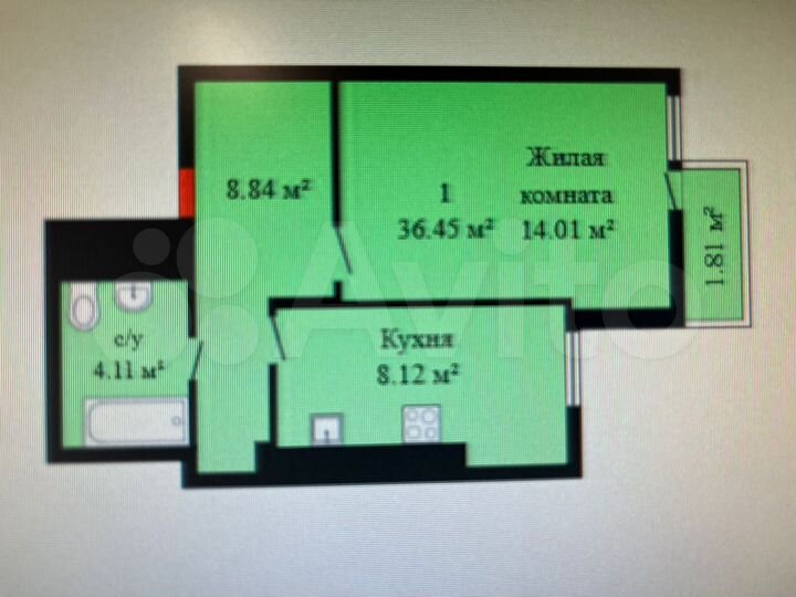 1-к. квартира, 36 м², 6/25 эт.