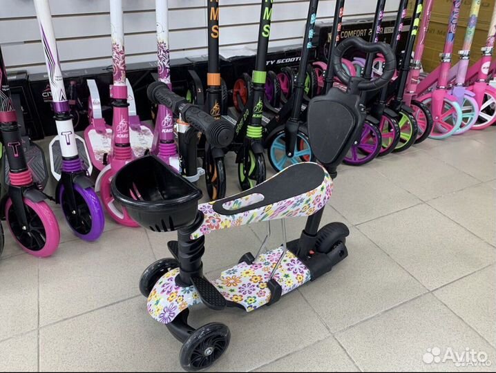 Самокат детский трехколесный 5в1 с ручкой