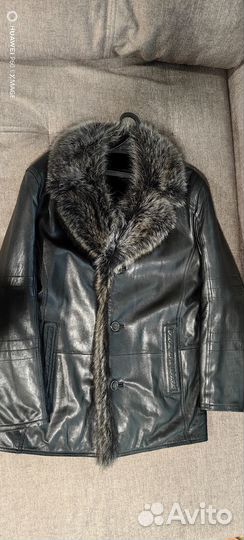 Кожаная дубленка мужская 48