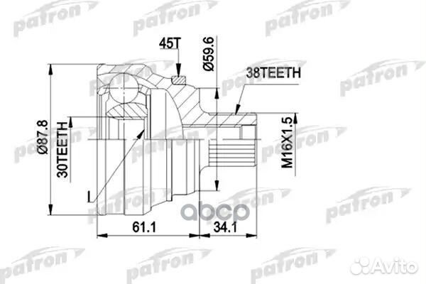 ШРУС наружн к-кт 38x59.5x30 ABS:45T audi: 100 с