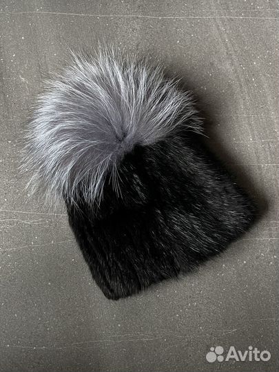 Шапка норковая женская вязаная