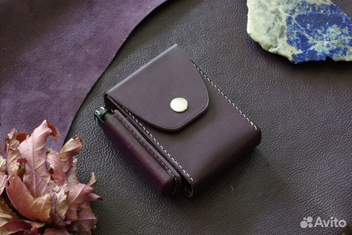 Чехол для пачки сигарет, зажигалки. Кожа. Handmade
