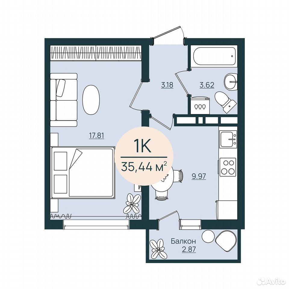 1-к. квартира, 35,4 м², 9/12 эт., Херсон