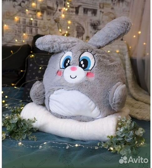 Зайчик с пледом 3 в 1 новый