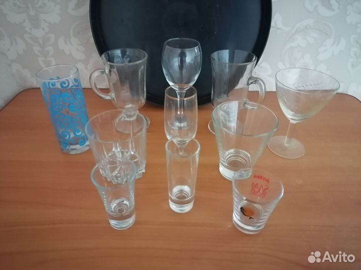 Бокалы, фужеры, рюмки стеклянные