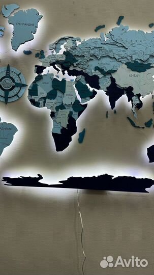 Карта мира на стену с подсветкой и без подсветки