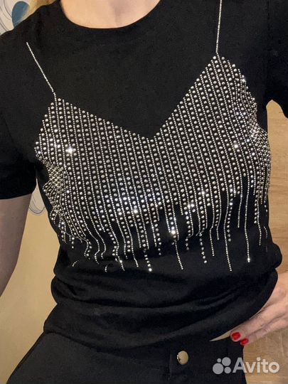 Футболка со стразами lime