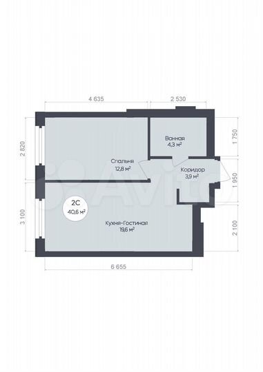 2-к. квартира, 40,6 м², 17/25 эт.