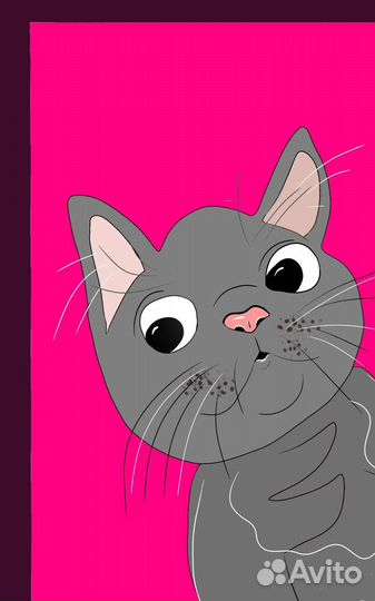 Цифровая иллюстрация любопытный кот