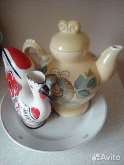 Блюдо фарфор СССР Дулево и кувшин Кжель