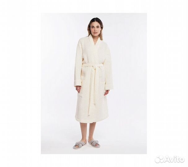 Халат вафельный женский Home One молочный 48-50