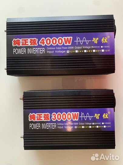 Инвертор чистый синус 12в 220в 3000вт, 4000вт