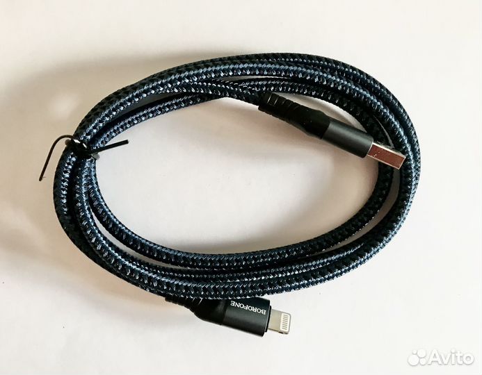 Кабель USB - Lightning borofone 2,4A оплетка 1метр
