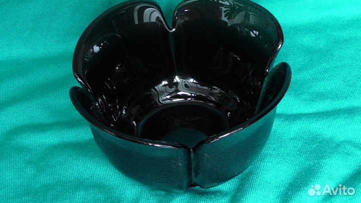 Конфетница чёрное стекло СССР