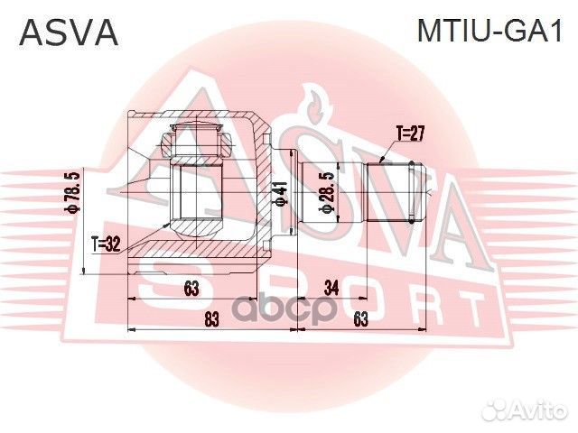 Шрус внутр mitsubishi Lancer mtiu-GA1 asva