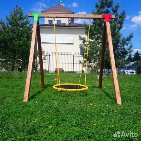 Качели детские подвесные. Крепеж качели для дачи