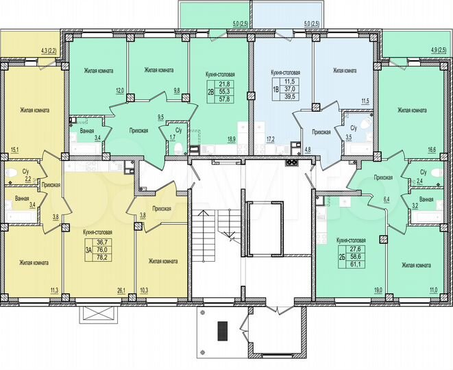 3-к. квартира, 78,2 м², 1/10 эт.
