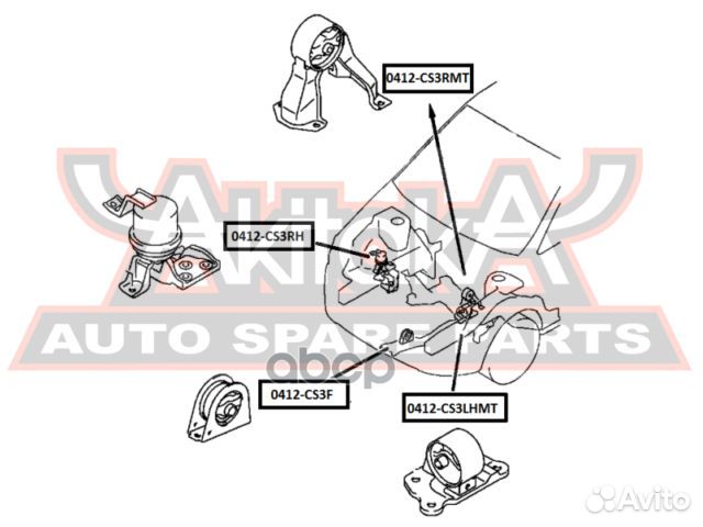 Подушка двигателя задняя MT mitsubishi Lancer 0