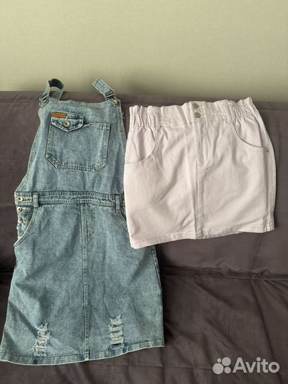 Юбка джинсовая и сарафан 46