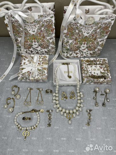 Christian dior колье серьги кольца