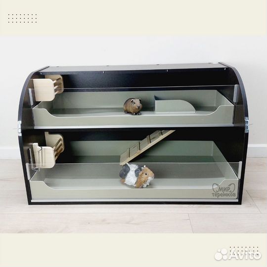 Клетка для морских свинок 100х50х60, венге, круг 4