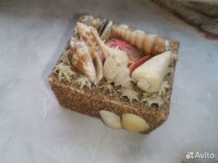 Коробка декоративная для мелочи, шкатулка морская