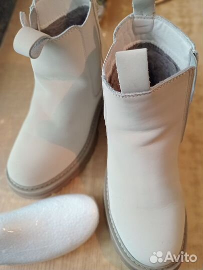 Полусапожки зимние 40р.кожа мех бежевый цвет