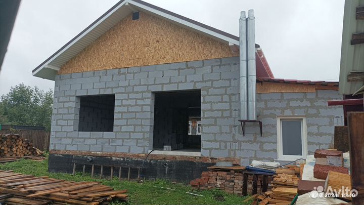 Кладка блоков, кровельные работы