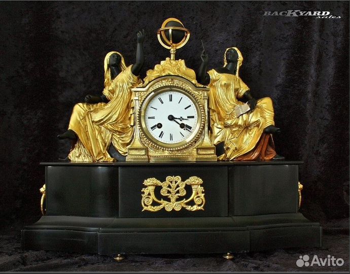 Антикварные каминные часы «Наука и Искусство» Фран