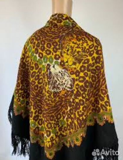 Большая шаль шерсть новая винтаж 60-ые годы