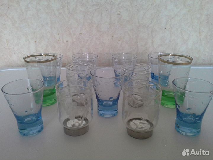 Хрустальные рюмки стопки цветные стекло