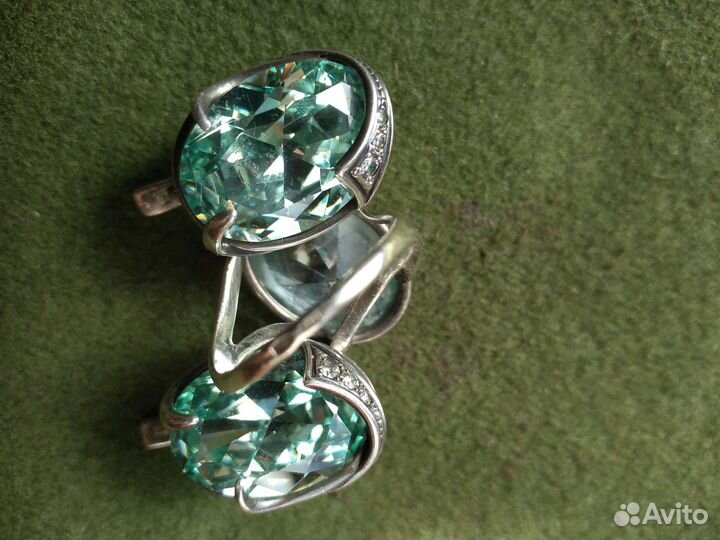 Серебряное кольцо и серьги СССР Ретро