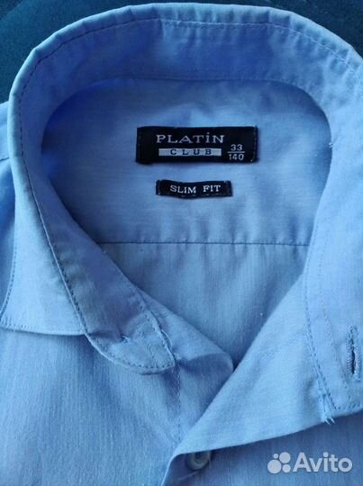 Рубашка на мальчика голубая р140