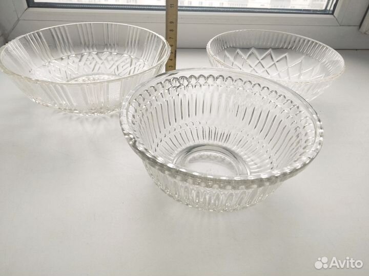 Вазы стекло СССР - 3 шт одним пакетом, хорошие