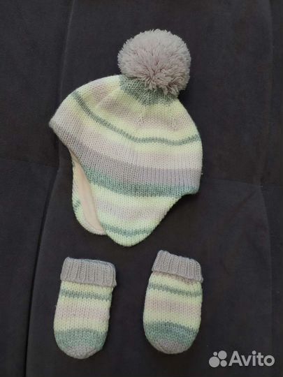 Шапка демисезонная с антицарапками, от 3 мес