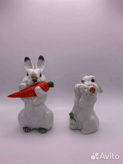 Статуэтки фарфоровые зайчики лфз