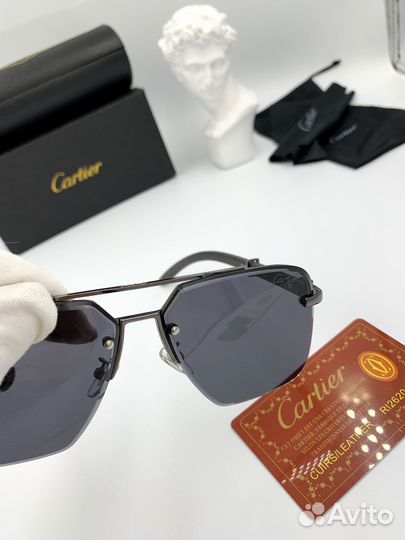 Солнцезащитные очки Cartier черные мужские (619)