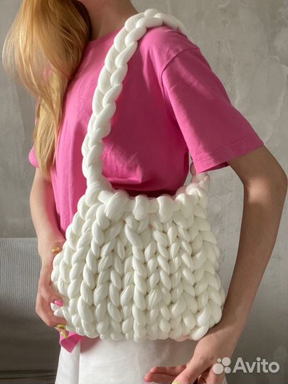 Сумка из толстой пряжи ручная работа вязаная