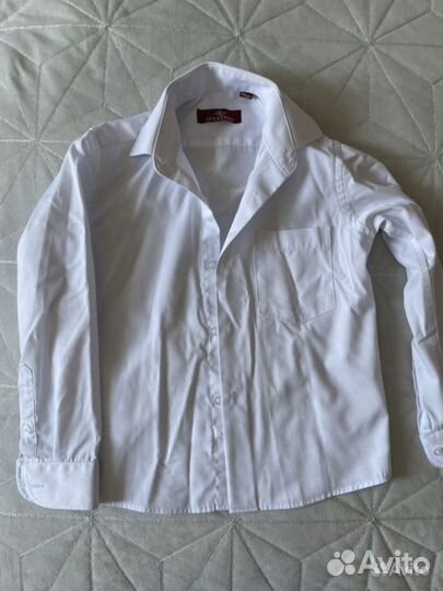 Рубашки школьные белые длинный рукав р 122-128