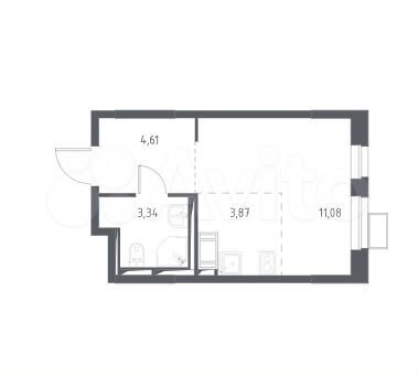 Квартира-студия, 22,9 м², 13/17 эт.