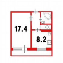 1-к. квартира, 35 м², 4/5 эт.