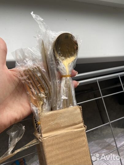 Золотые вилки и ложки, набор столовых предметов, 6