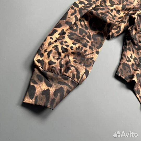 Топ с длинным рукавом леопард y2k зип zip