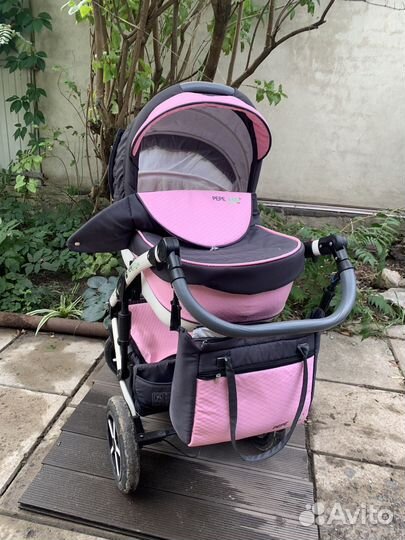Детская коляска verdi pepe eco 3 в 1 розовая