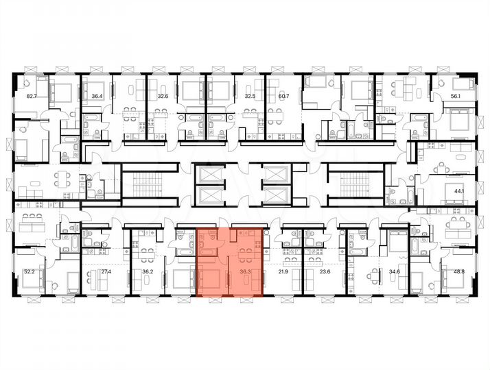 1-к. квартира, 36,3 м², 24/25 эт.