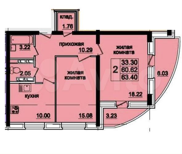 2-к. квартира, 63,4 м², 16/17 эт.