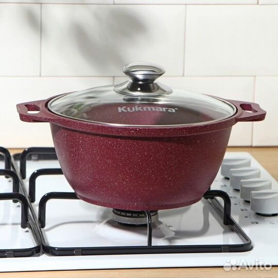 Кастрюля Trendy style, 2 л, стеклянная крышка, ант