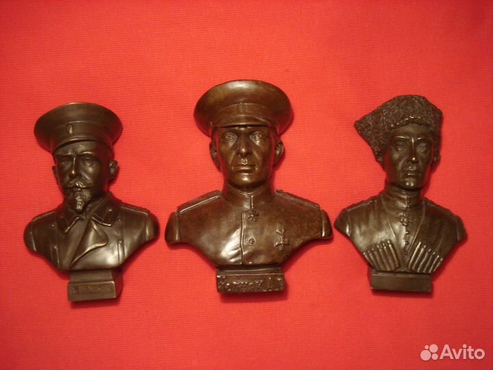 Военные Бюсты Деникин Колчак Врангель 1918 Бронза